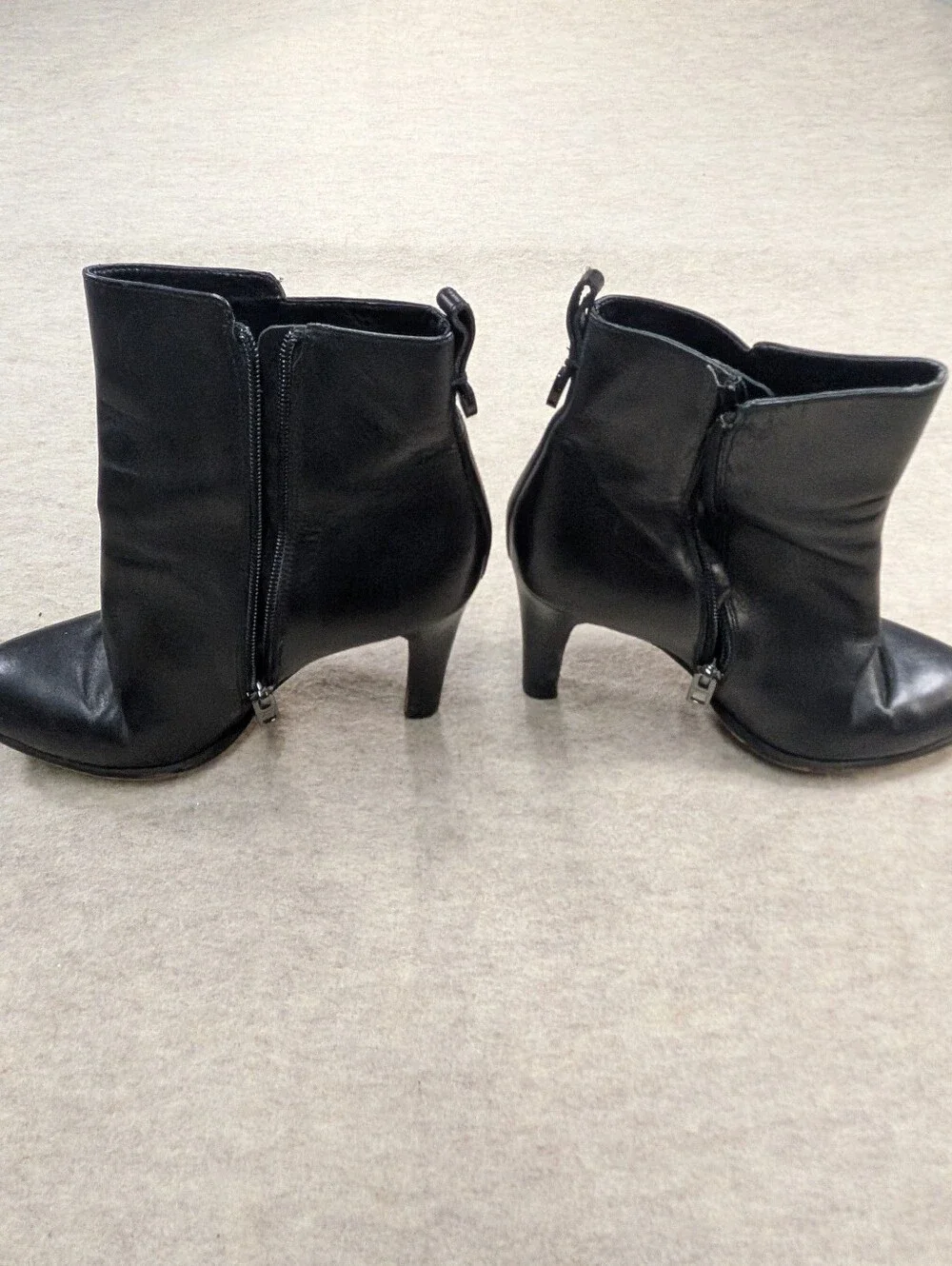 COACH Jemma Black Leather Ankle Heel Boots Women's Classic Zip High Heels W 8.5